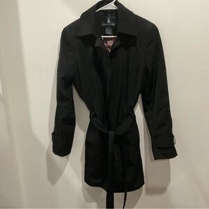 London Fog Black and Pink Women's Coat with Patterned Lining Women’s Sz Small